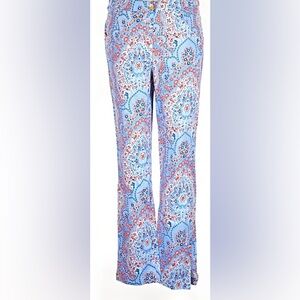 Gretchen Scott Gripeless Pull-On Light Blue Paisley Pants - Goddess
